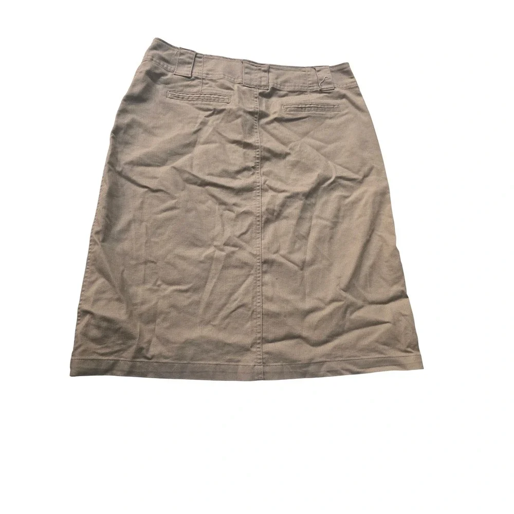 Cato Womens Size 10 Tan Khaki Utility Midi Skirt Cotton Blend Pockets Career - Picture 2 of 7